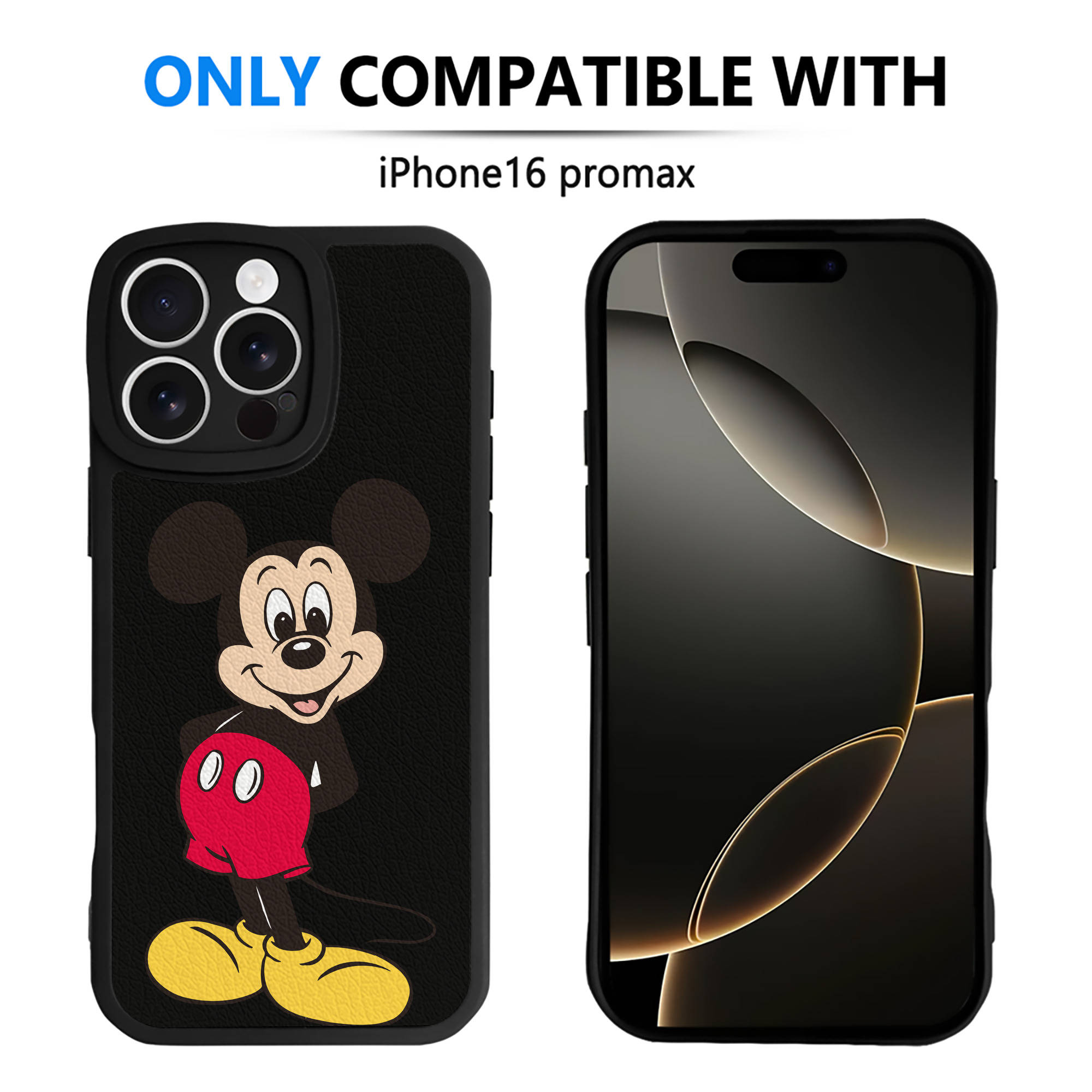 （画像用） ミッキーマウス Mickey Mouse 【iPhone 16シリーズ対応】シリコンスマホケース（レザー調） 材質：シリコン